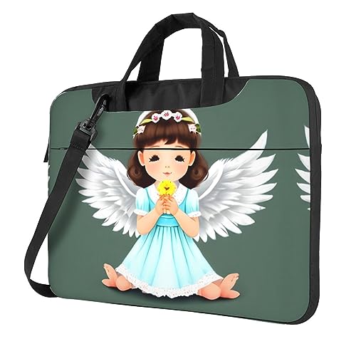 Bolsa para laptop de 15.6 pulgadas HYTTER con estampado de ángel negro elegante