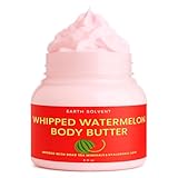 Earth Solvent Whipped Watermelon Body Butter Infused with Dead Sea Minerals & Hyaluronic Acid | Whipped Shea Butter + Mango Butter Super Hydrating Repairing & Moisturizing (8 fl, Watermelon)