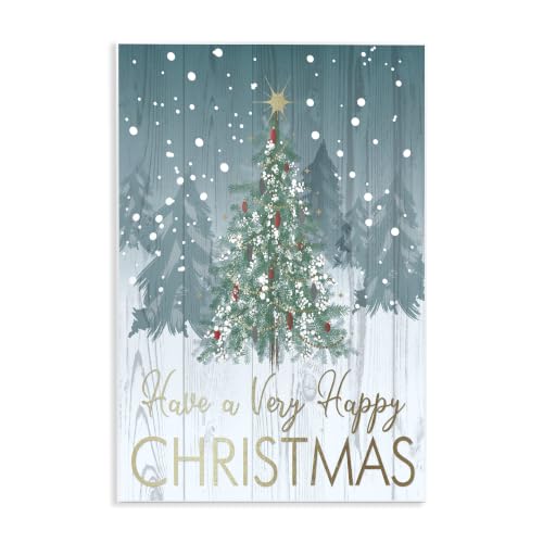Christmas Glam Rustic Fir Tree, 13 x 19 Inch Mounted Print on Wall Plaque