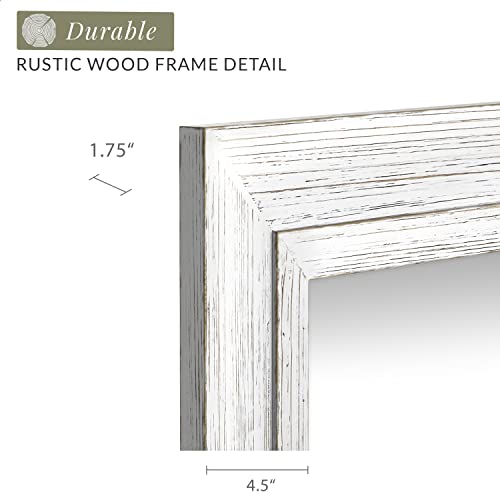 Barnyard Designs 24X32 Whitewashed Wood Farmhouse Wall Mirror, Wooden Large Rustic Wall Mirror, Bedroom Mirrors For Wall Decor, Decorative Wood Wall Mirror Living Room Or Bathroom Vanity, White #TOP5