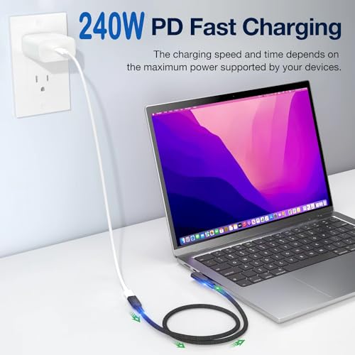 Image of UseBean USB C Extension Cable 240W 1FT, Right Angle USB 4 & Thunderbolt 4 Extension Cable, 40Gbps 8K@60Hz Video, Type C Male to Female USBC Extender Cord, for iPhone 17, MacBook, iPad Pro, Galaxy S25