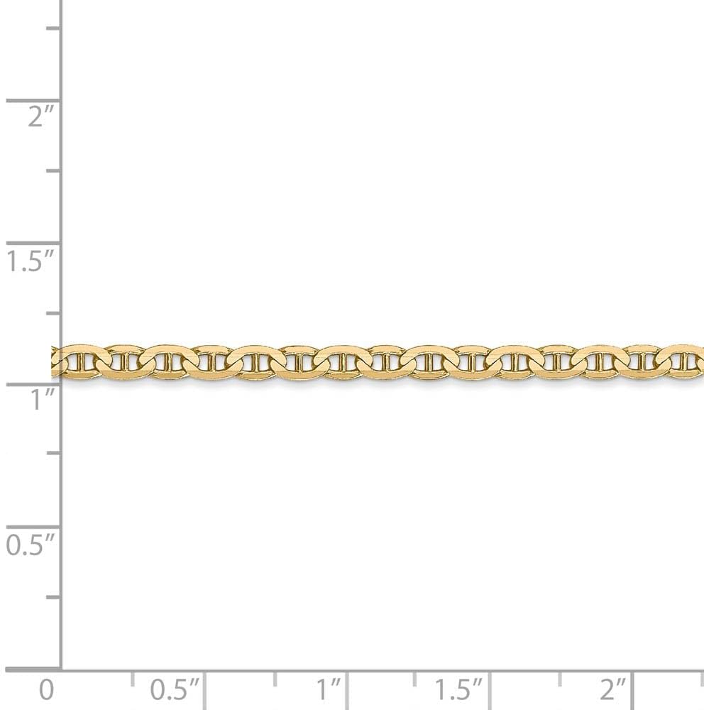 The Black Bow 3mm, 14k Yellow Gold, Solid Concave Anchor Chain Anklet