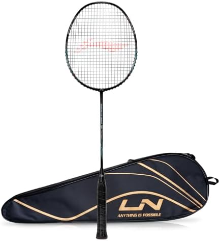 Li-Ning G - Force Superlite Max 10 Carbon Fibre Badminton Racket with Full Racket Cover | ltralite Carbon, Nano Power Frame & Precision Control Tech | 80 Grams | Maximum String Tension - 28lbs