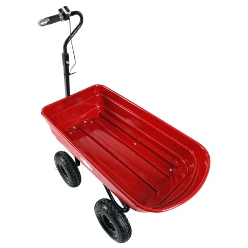 Carretilla eléctrica para jardín con batería, 2 ruedas, capacidad de carga 264 lbs, estructura de acero y color rojo miniatura 4
