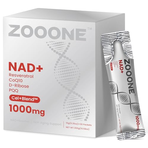 zooone NAD+ Liquid Packets 1000mg NMN Supplement Alternative with Aging-Supportive Resveratrol CoQ10 D-Ribose & PQQ for Cellular Energy 30 On-The-Go Single Serve Packets