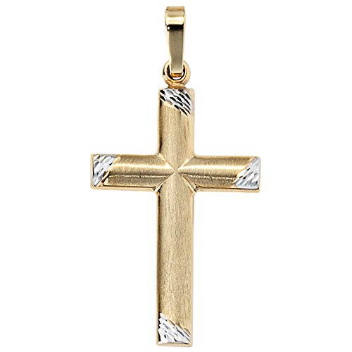 Jobo Damen-Anhänger Kreuz aus 8 Karat 333 Gold Bicolor