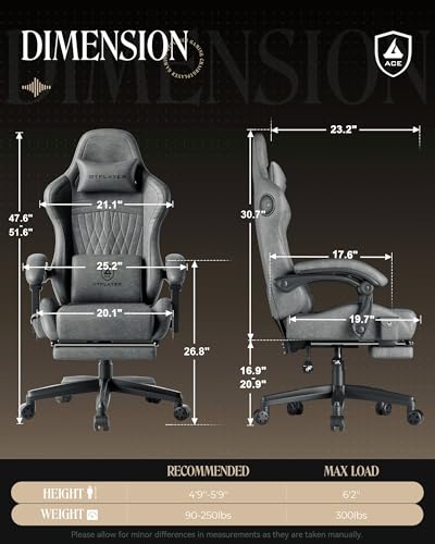 Image of GTPLAYER Gaming Chair with Speakers, Video Game Chairs with Footrest, PC Gamer Chairs for Adults - Padded High Back Ergonomic Reclining Silla Gamer, Linkage Armrest, Ace Pro, Grey