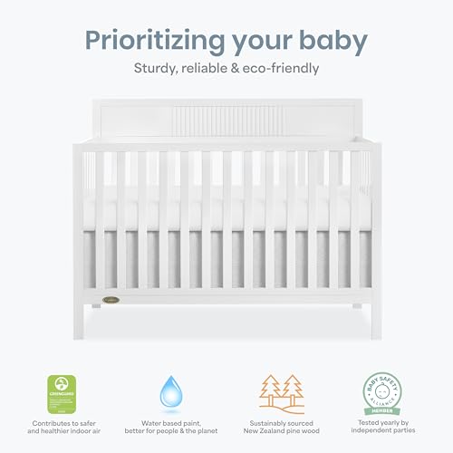Image of Dream On Me Ivy 5-in-1 Convertible Full-Size Baby Crib in White, GreenGuard Gold & JPMA Certified, 3 Mattress Heights, Converts to Toddler, Day & Full-Size Bed, Safe & Stylish Nursery
