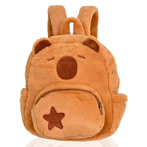 PyrrlicToy Capybara Plush Mochila,Cartoon Backpack Kids,Cartoon Plush Bookbag,Mochila escolar de dibujos animados para niños