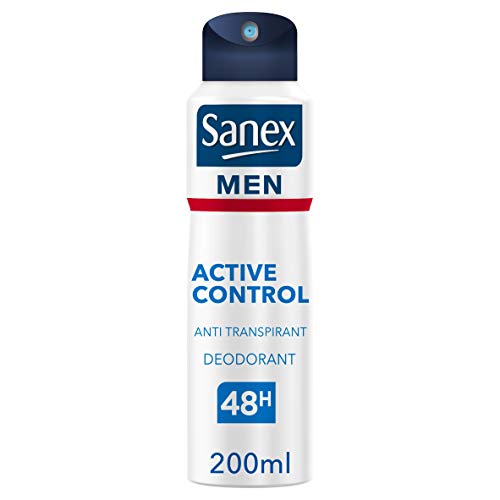 SANEX - Spray Déodorant Anti-Transpirant Men Dermo Active Control - Déodorant pour Homme à la Pierre d'Alun - Efficacité 48 h - Sans Alcool - 200 ml