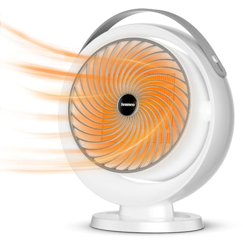 Senmeo Heizlüfter Energiesparend Leise 1000W, 2S Sofortheizung Heizlüfter Energiesparend mit 2 Heizstufen, 30°Flip Nach Oben und Unten, Heizlüfter Elektroheizung Keramik, Überhitzungs- & Kippschutz