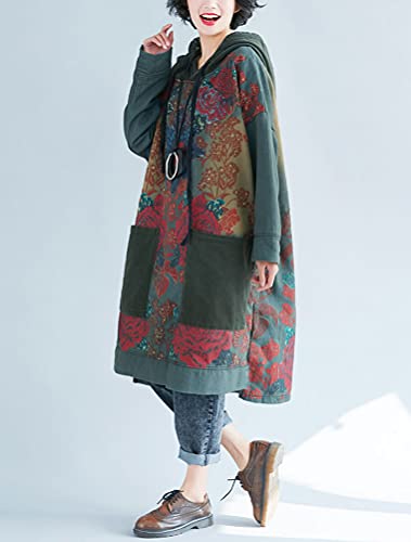 FTCayanz Women’s Oversized Sweatshirt Dress Hoodies Pullover Ethnic Printed Fall Dresses with Pockets3