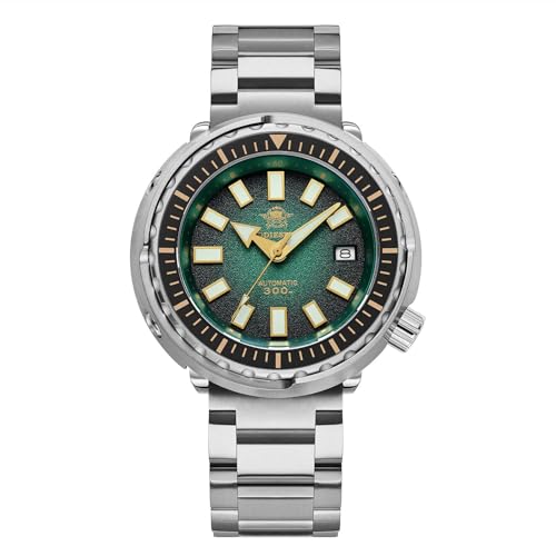 ADDIESDIVE AD2090 - Reloj de buceo mecánico para hombre de 300 m, movimiento automático NH35, cristal de zafiro, pulsera de acero inoxidable, reloj de buceo de 41 mm, Verde