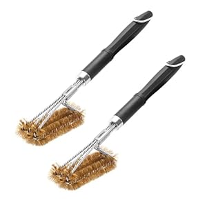 2X Grillfürst Premium Grillbürste mit Messing Borsten, 45 cm - Grill Reinigungsbürste für Grillrost, Grillrost Bürste mit langem 3-Fach Bürstenkopf
