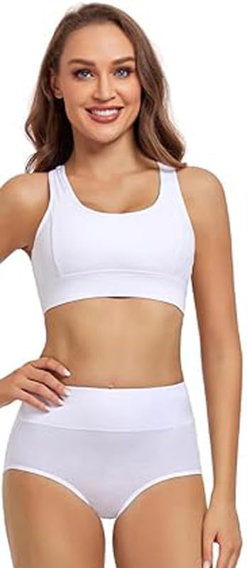 Image of DIVING DEEP Women's Briefs, 4 Pack, High Waisted Underwear, Comfortable Cotton Panties