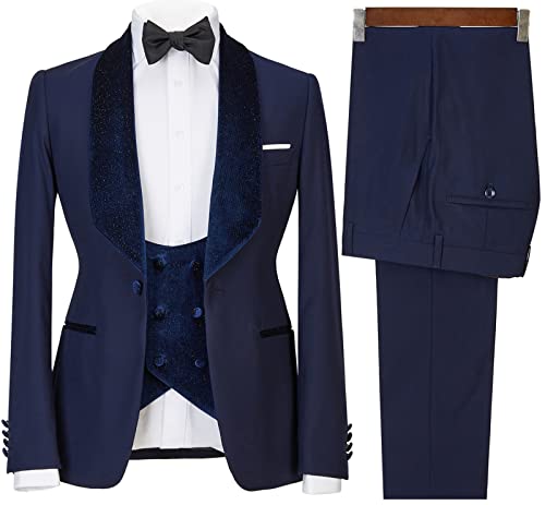 Men's 3-Piece Stylish Shawl Collar Tuxedo Suit, Solid Grey, Slim Fit, Formal Event, Young Adult Men2