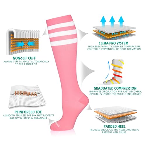 Image of NEWZILL Medical Compression Socks for Women & Men, 20-30 mmHg Knee-High Support for Circulation, All-Day Comfort for Work Travel Running Cycling and Fitness