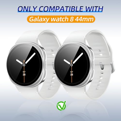 Kimiyaki 2 Pack for Samsung Galaxy Watch 8 44mm Screen Protector Case [Full Coverage], Hard PC Bumper All-Around Protective Accessories for Samsung Watch 8 44mm Built-in Tempered Glass Film - image 2