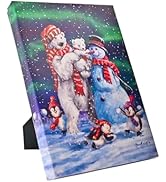 Snowman Lighted Canvas Picture Tabletop Art 257158