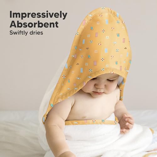 Image of KeaBabies Hooded Baby Towel for Newborn, Baby Bath Towels(Beach Day, 35x35) | Viscose Derived from Bamboo, Large Baby Towels with Hood, Boys, Girls, Toddler, Soft Absorbent Baby Bath Essentials