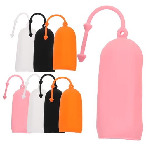 IMIKEYA Set 8 Manicotti Elastici in Silicone per Bottiglie da Viaggio 22cm, Coperture Antiperdita Multicolore per Flaconi Shampoo e Lozioni, Protezione Portatile per Contenitori