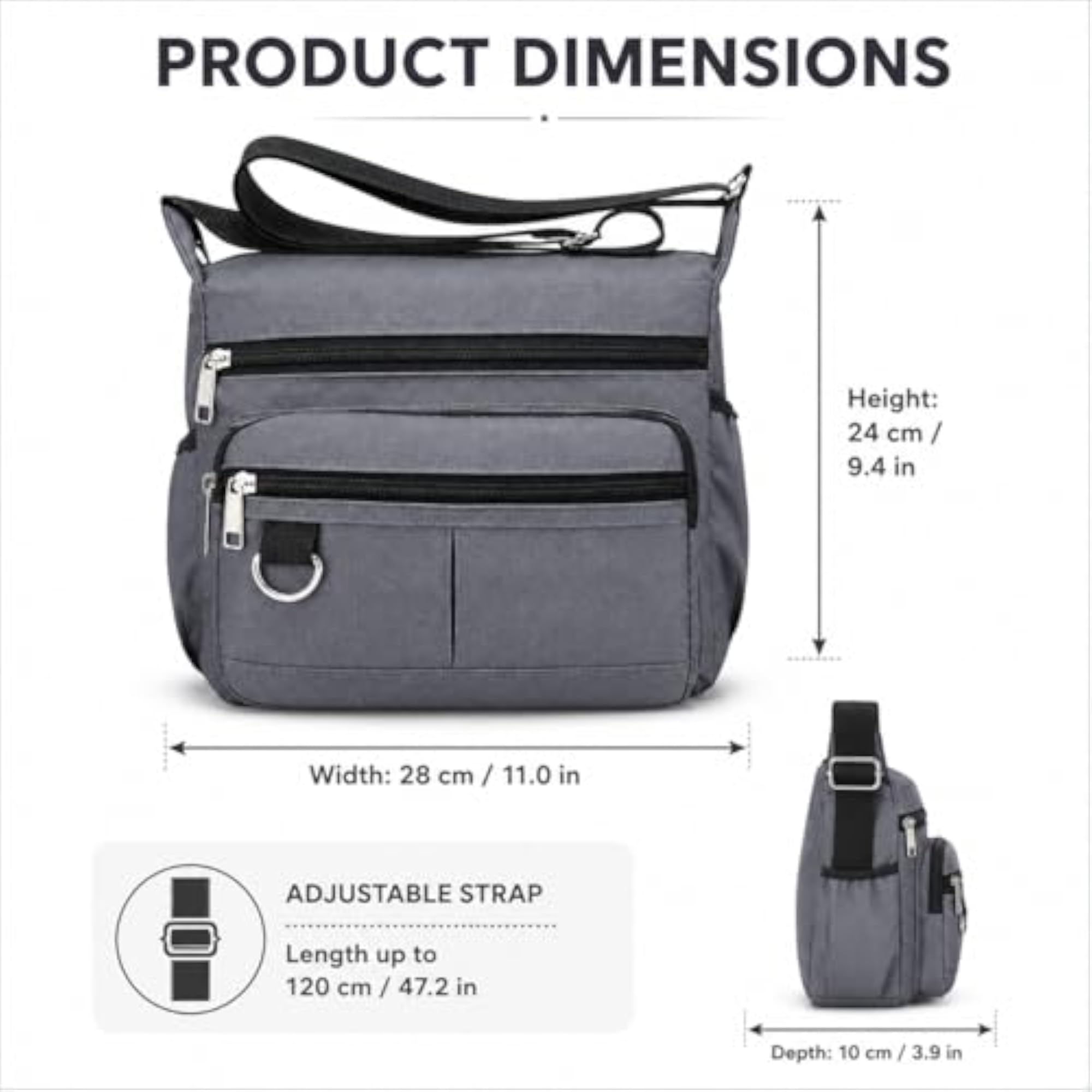 Nylon Crossbody Shoulder Bag for Men and Women