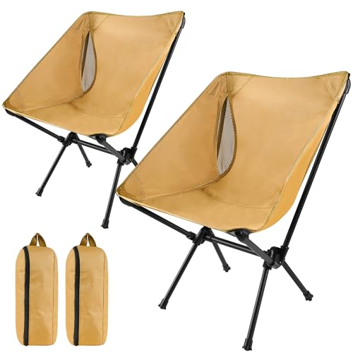 KUOGAS Campingstuhl faltbar – Ultralichter Klappstuhl mit 150 kg Tragkraft, Kleines Packmaß & Robustes Design für Camping, Picknick und Outdoor-Aktivitäten (Khaki | 2-Piece Set)