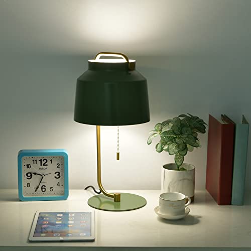 Koonting Industrial Table Lamp, Metal Desk Lamp With Pull Chain Switch, Modern Bedside Nightstand Lamp Reading Lamp With Green Shade For Bedroom Living Room Kid Room Dorm Farmhouse Workplace #TOP1