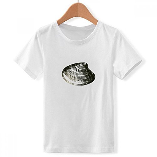 T-Shirt pétoncle garçon blanc vêtement enfant illustration vie marine noire multicolore