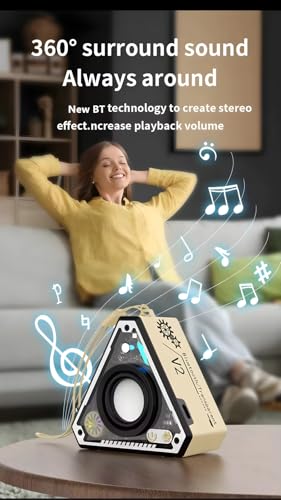 Image of V2 5W Wireless Bluetooth Mini Speaker with Loud Sound & Punchy Bass, 52mm Driver with 360 Surround, BT V5.3 Quick Connect, Transparent Design, with Inbuilt MIC for Call Function (Orange)