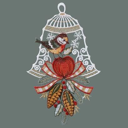 Raebel Fensterbild Spitze Plauener Stickerei Weihnachten Spitzenbild...