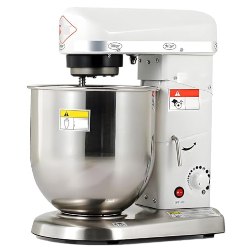 ByBoDi Batidora de pie Comercial, batidora eléctrica 3 en 1, con Gancho para Masa, batidor y Varilla, batidora de pie de Alta Resistencia, para Masa de Pizza, Pan y Pasteles White-5L