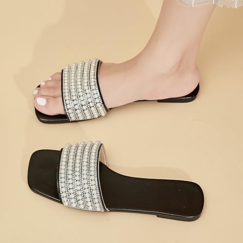 Fashion Pearl Casual For Home Slippers Summer Woman Indoor Flats Shoes Classic Women Outdoor High Heel Slippers2