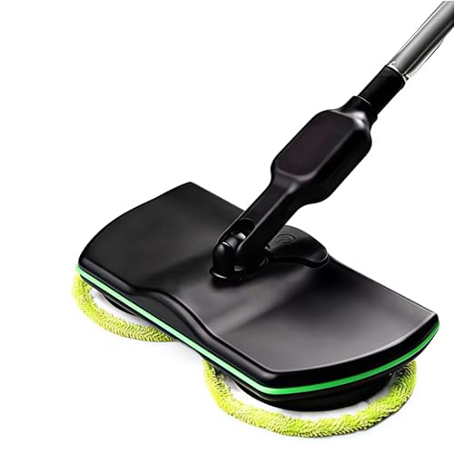 UIHECTA Limpiafondos Eléctrico, Mopa Giratoria Inalámbrica, Limpiador y Pulidor Recargable con 2 Paños de Microfibra y 2 Almohadillas Pulidoras, para Pisos Duros, Laminado, Madera y Baldosas