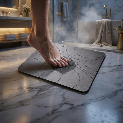 Miniatura 3 de Veradgroup Alfombra Diatomita Baño Antideslizante Alfombra Baño Diatomita Ducha Secado Rápido Alfombra Cocina Y Baño Premium Bath Mat De Piedra Natural Gris Piedra Elegante