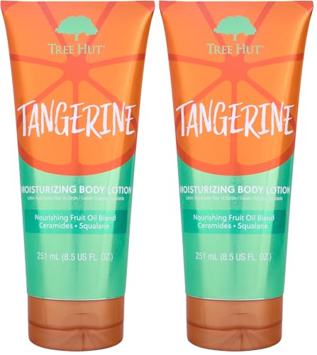 Image of Tree Hut Tangerine Moisturizing Body Lotion, Ceramide and Squalene Formula Helps Protect Skin, Long-lasting Hydration Leaves Skin Feeling Soft & Moisturized, 8.5 Fl Oz. (Pack of 2)