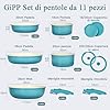 GiPP 11 Pezzi Set Di Padelle Con Rivestimento Ceramico Antiaderente, Set Di Padelle Con Manici Staccabili, Atossiche Compatibili Con Induzione, Forno E Lavastoviglie, Blu Gradiente