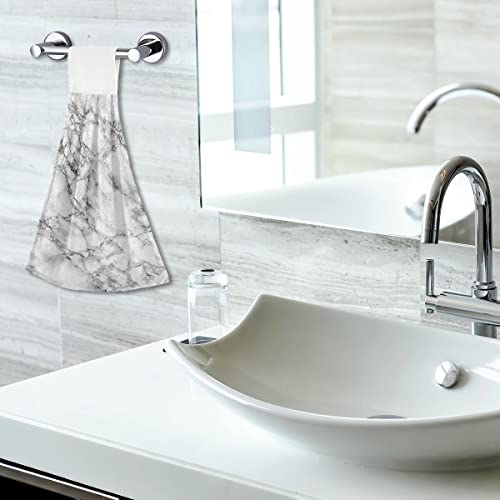 Giwawa White Marble Kitchen Hanging Towel, Black Textured Marbling Hand Tie Towels With Hook & Loop Set Of 2, Elegant Granite Stone Surface Soft Tea Bar Dish Towel For Bathroom Laundry Room Decor #TOP6