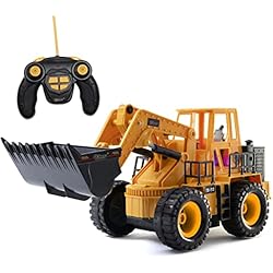 Cargador Frontal Mineria Top Race Control remoto RC Construcción Bulldozer Juguete Tractor Camión Cargador frontal Excavadora Vehículo 5 canales Totalmente funcional Radio controlado Juguetes Excavadora para niños Niños mayores de 3 años Luces y sonidos