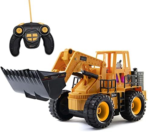Top Race (TR-113 5 Channel Full Functional Remote Control Tractor Toy Front Loader | 14 x 6 x 8 inch Electric RC Remote Control Construction Toy Tractors with Lights & Sounds