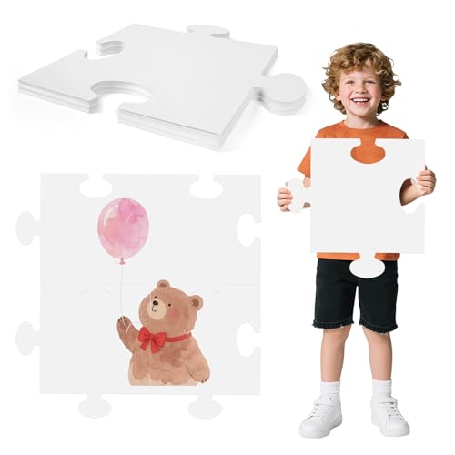 ARCTURINE 72 PCS Jumbo White Blank Jigsaw Puzzle for Kids 12x12 Inch Make Your Own Double Paper Puzzles to Draw on DIY Cardboard Jigsaw for Coloring, Painting, Drawing Crafts, Art Projects Activities
