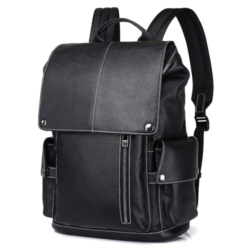 Nappa Genuine Leather Backpack for Men Multi-Functional 15" Laptop Backpack, Black Business Casual Travel Backpack Work Daypack2
