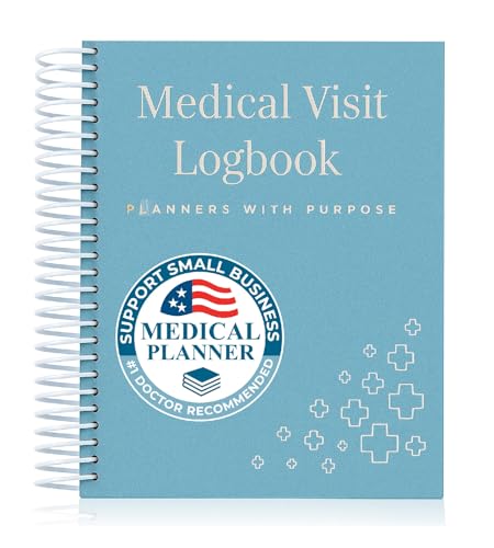 Planners With Purpose A5 Medical Visit Logbook - Compact Spiral Bound Medical Planner & Health Journal for Chronic Illness Doctor Appointments Symptom Tracking Medications & Medical History Organizer Notebook Pocket Folder