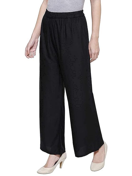 ARYANSH Shoppe Rayon Palazzo for Girls | Traditional Ethnic Wear Palazoo for Women | Relaxed Fit Bottom Wear Casual Palazo for Woman & Girls (Size XXL) (Black)-picture-60