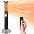 SereneLife Infrared Patio Heater, Electric Patio Heater for Indoor/Outdoor Use, Portable Tower Heater with Remote Control, 1500 W, for Restaurant, Patio, Backyard, Garage, Decks (Black)