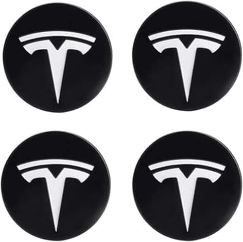 Coche Tapacubos Centrales Resistentes Agua Antioxidantes Duraderos con Logotipos Protectores Accesorios for Tesla Model 3 Model Y 56mm,White