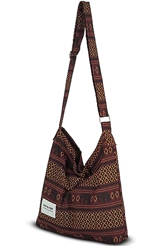 Image of Hobo Crossbody Bag for Women - Large Cotton Tote Shoulder Purse | Adjustable Strap