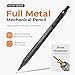 Four Candies Metal Mechanical Pencil Set, 3PCS Art Drafting Pencils 0.5, 0.7, 0.9MM & 2PCS 2MM Mechanical Drawing Pencils with 420PCS Leads (4B 2B HB 2H Color) for Writing Sketching Drawing (Black)