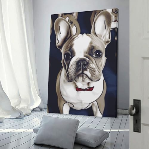 Toile bouledogue français pour sublimer un mur de bureau