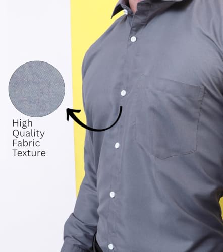 Image of CONTRARY Men's Pure Cotton Solid Stylish Casual & Formal Wear Shirt | Stylish Regular Fit Full Sleeve Comfortable Office Party Trendy Shirt - Multi Color